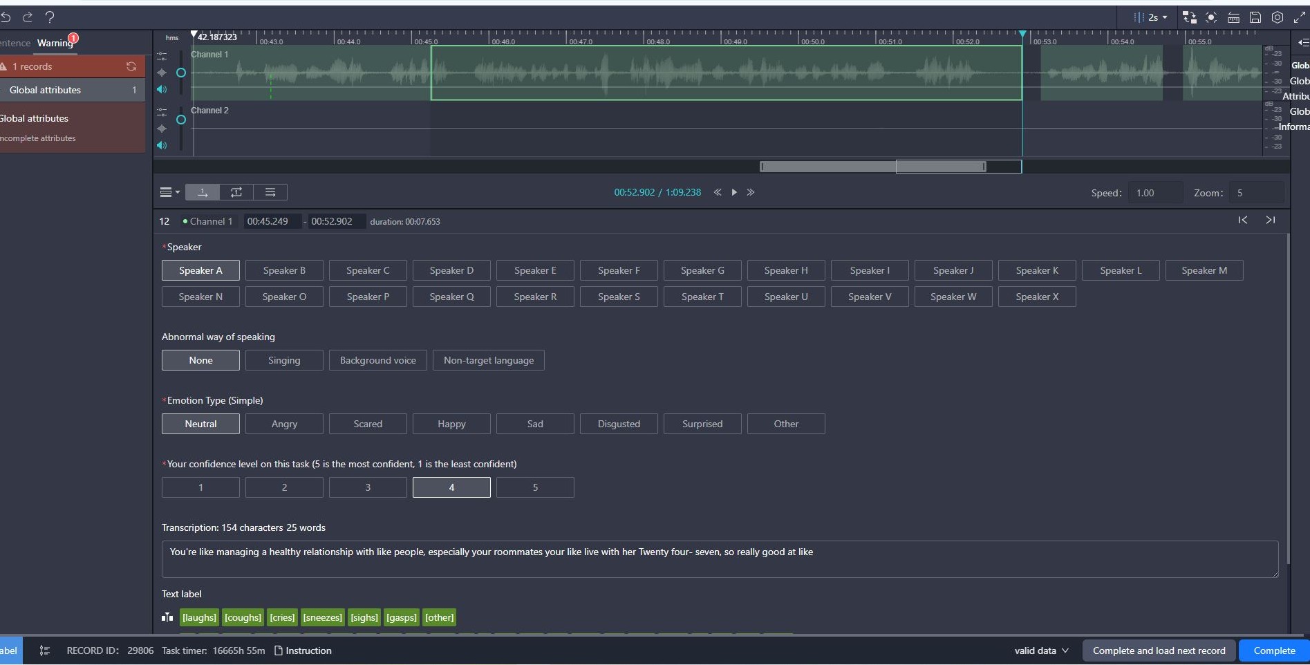 Audio labeling sample
